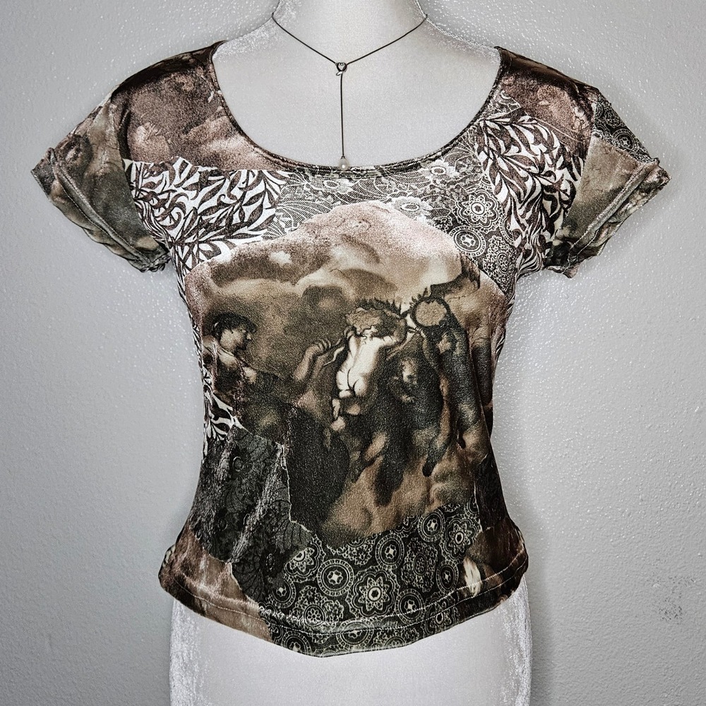 Vintage Backstage Signal USA Renaissance Cherub Graphic Top